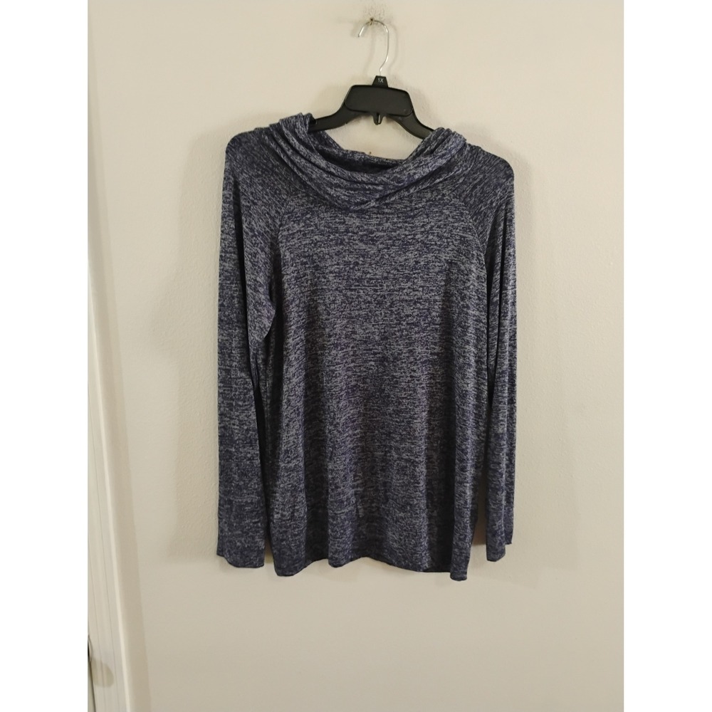 PerSeption Concept Navy Blue Space Dye Cowl Neck Raglan Long Sleeve Top XL